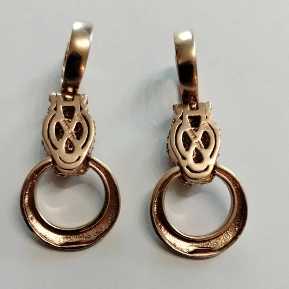 Effy 14k Rose Gold Panther Diamonds Earrings 1.75 TWC Diamond - Picture 6 of 15